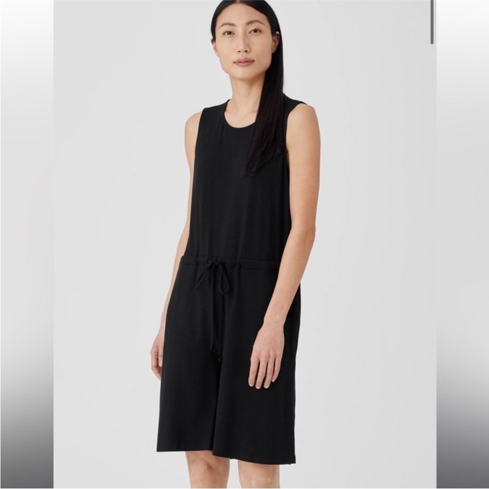 Eileen Fisher Fine Jersey Sleeveless Black Romper Jumpsuit S